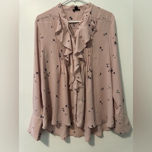 Ann Taylor Tops - Ann Taylor Pink Ruffled Long Sleeve Blouse